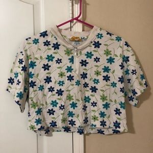 90s Floral Zip Crop